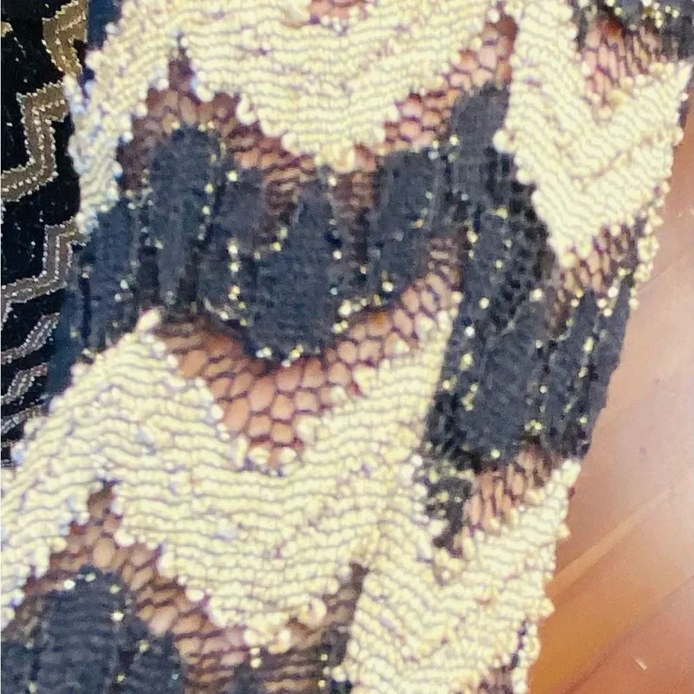 🛍️Nine West Black and Gold Chevron Lace Cocktail Dress Size 6 NWT - Picture 11 of 13